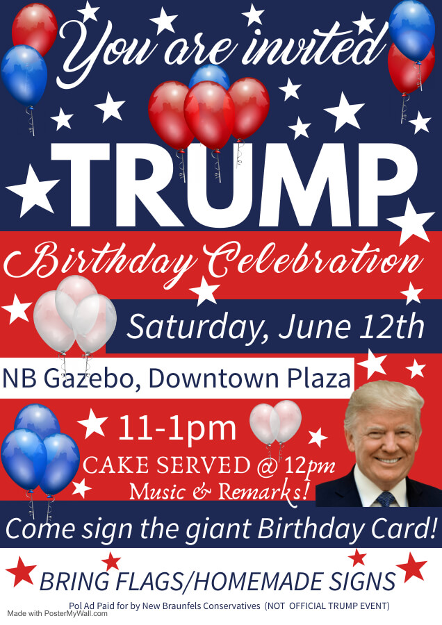 A poster for the trump birthday celebration.