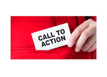 A person holding a card that says call to action.