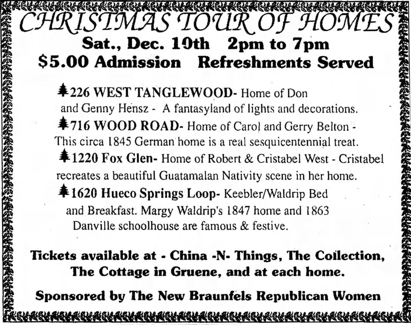 Christmas home tour advertisement with details.